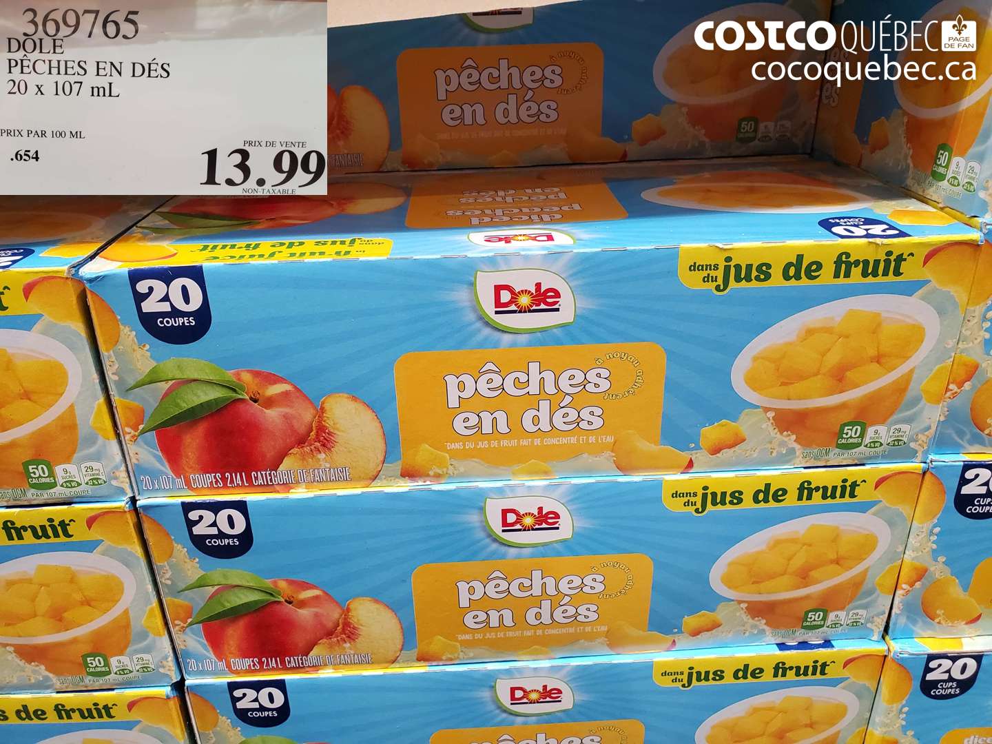 369765 DOLE PÊCHES EN DÉS 20 X 107 ML $13.99