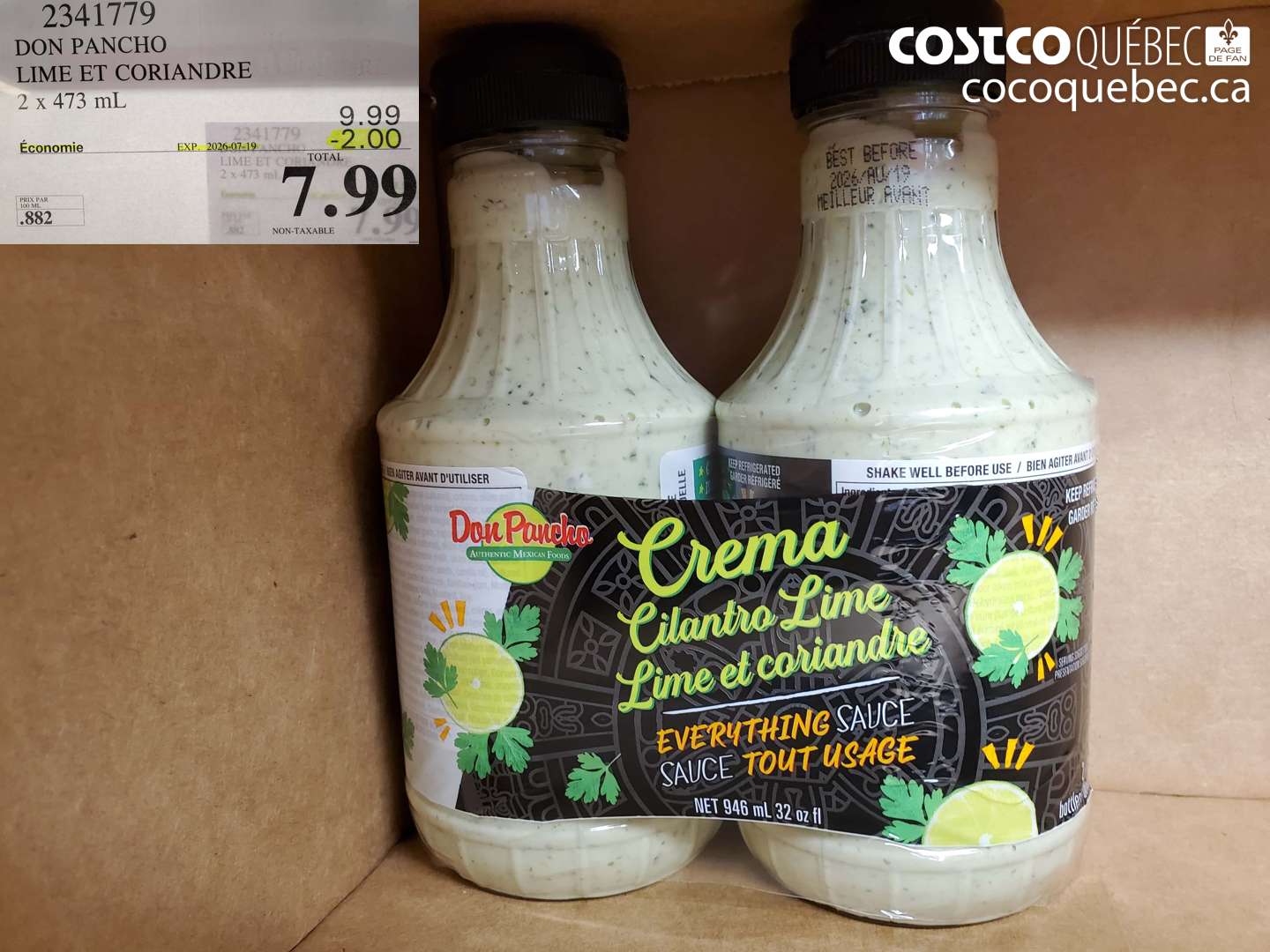 2341779 DON PANCHO LIME ET CORIANDRE 2 X 473 ML ($2.00 INSTANT SAVINGS EXPIRES ON 2026-07-19) $7.99