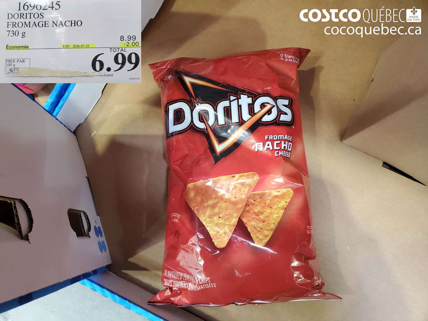 1696245 DORITOS FROMAGE NACHO 730 G ($2.00 INSTANT SAVINGS EXPIRES ON 2026-07-19) $6.99