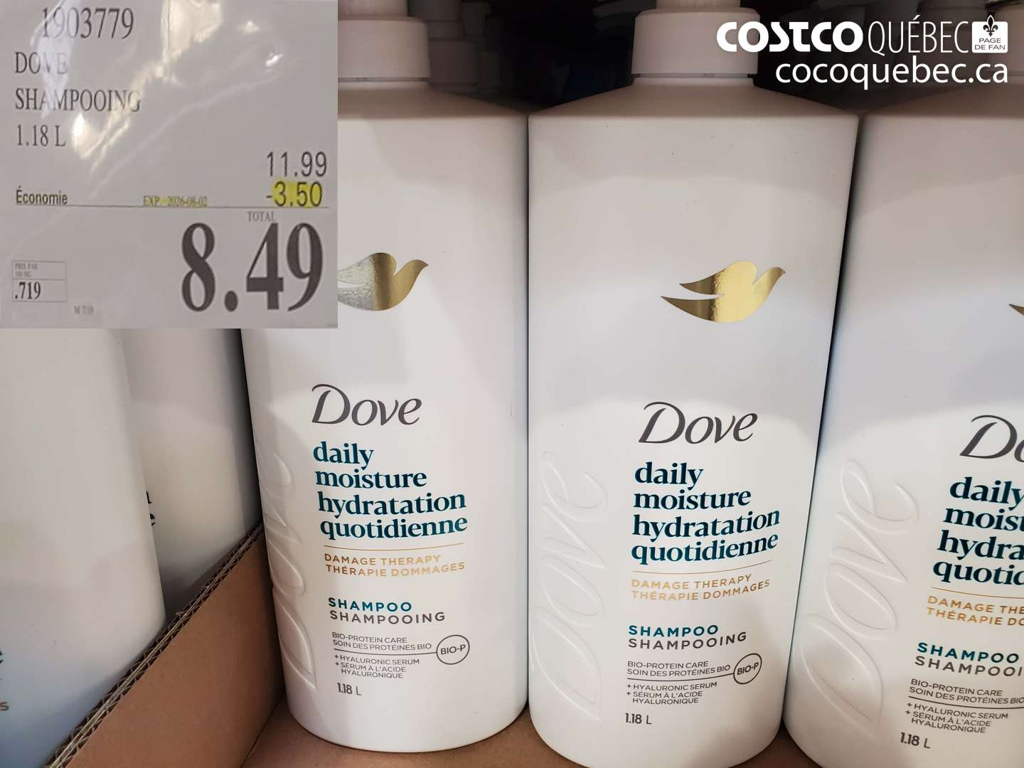 1903779 DOVE SHAMPOOING 1.18 L ($3.50 INSTANT SAVINGS EXPIRES ON 2025-08-03) $8.49