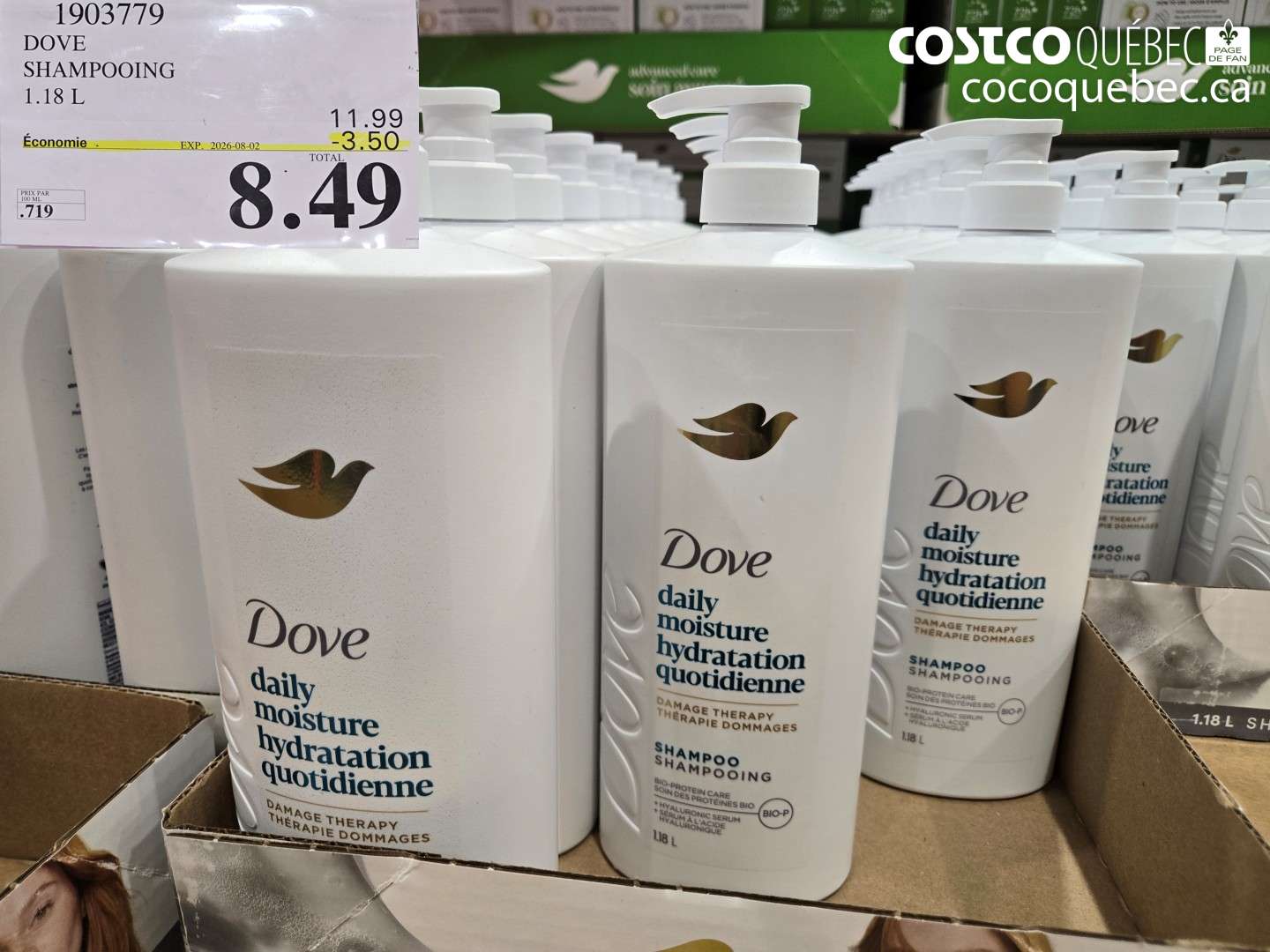 1903779 DOVE SHAMPOOING 1.18 L ($3.50 INSTANT SAVINGS EXPIRES ON 2026-08-02) $8.49