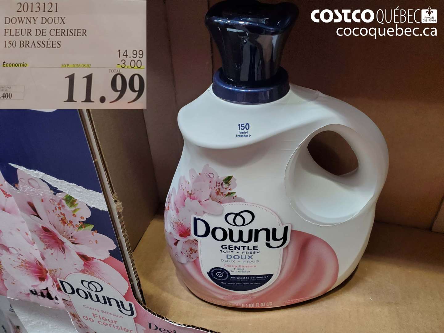 2013121 DOWNY DOUX FLEUR DE CERISIER 150 BRASSÉES ($3.00 INSTANT SAVINGS EXPIRES ON 2026-08-02) $11.99