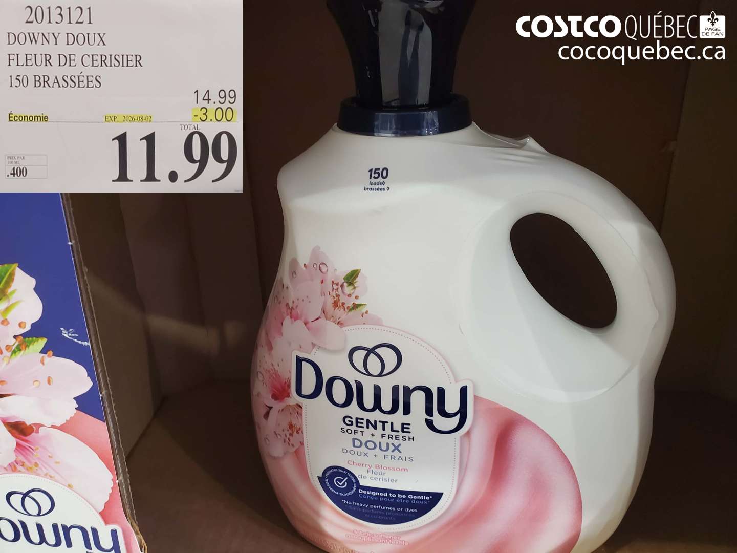 2013121 DOWNY DOUX FLEUR DE CERISIER 150 BRASSÉES ($3.00 INSTANT SAVINGS EXPIRES ON 2026-08-02) $11.99