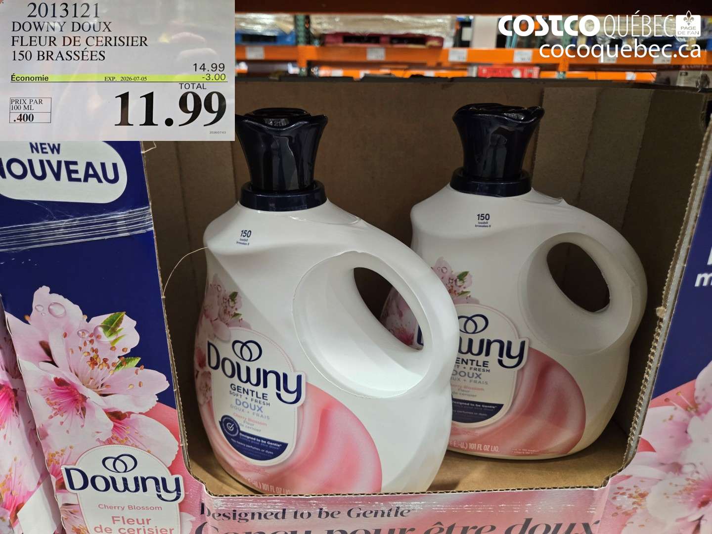 2013121 DOWNY DOUX FLEUR DE CERISIER 150 BRASSÉES ($3.00 INSTANT SAVINGS EXPIRES ON 2026-07-05) $11.99