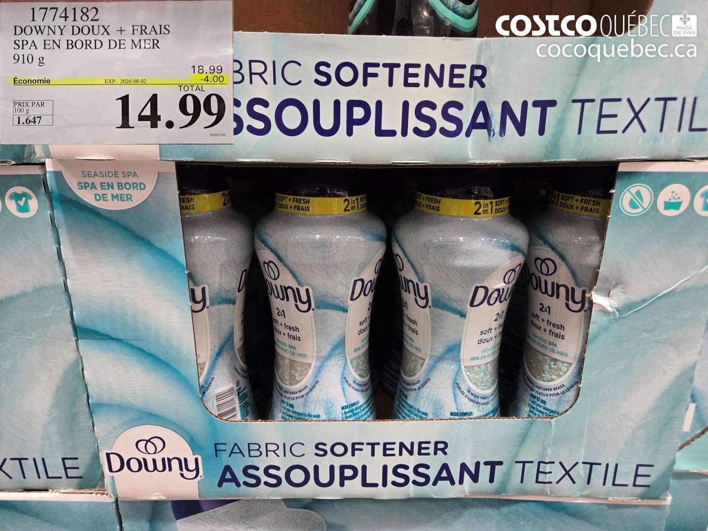 1774182 DOWNY DOUX + FRAIS SPA EN BORD DE MER ($4.00 INSTANT SAVINGS EXPIRES ON 2026-08-02) $14.99