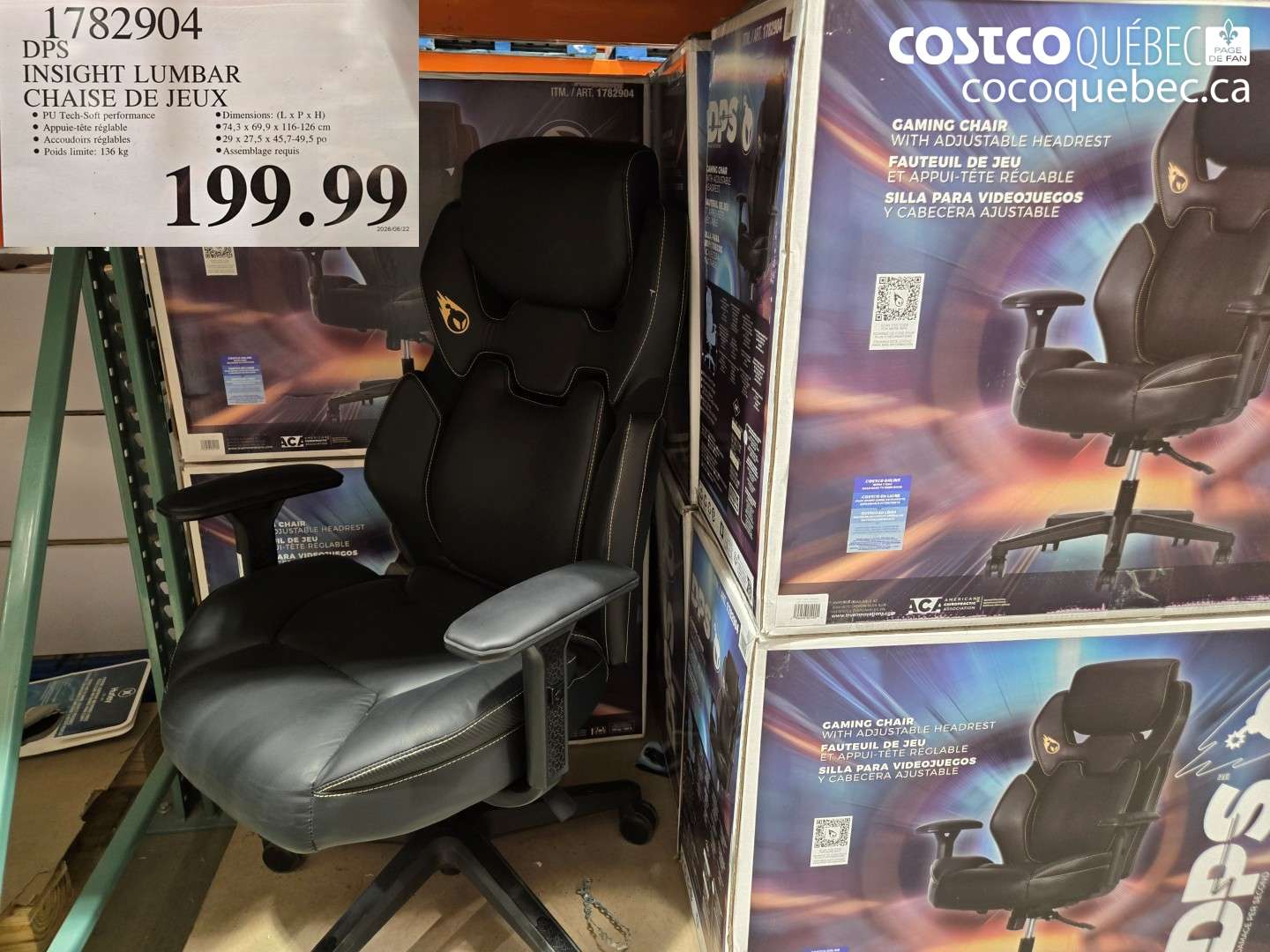 1782904 DPS INSIGHT LUMBAR CHAISE DE JEUX $199.99