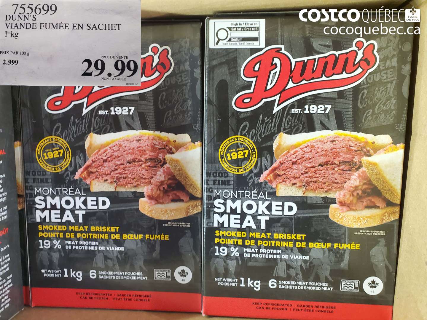 755699 DUNN'S VIANDE FUMÉE EN SACHET 1 KG $29.99