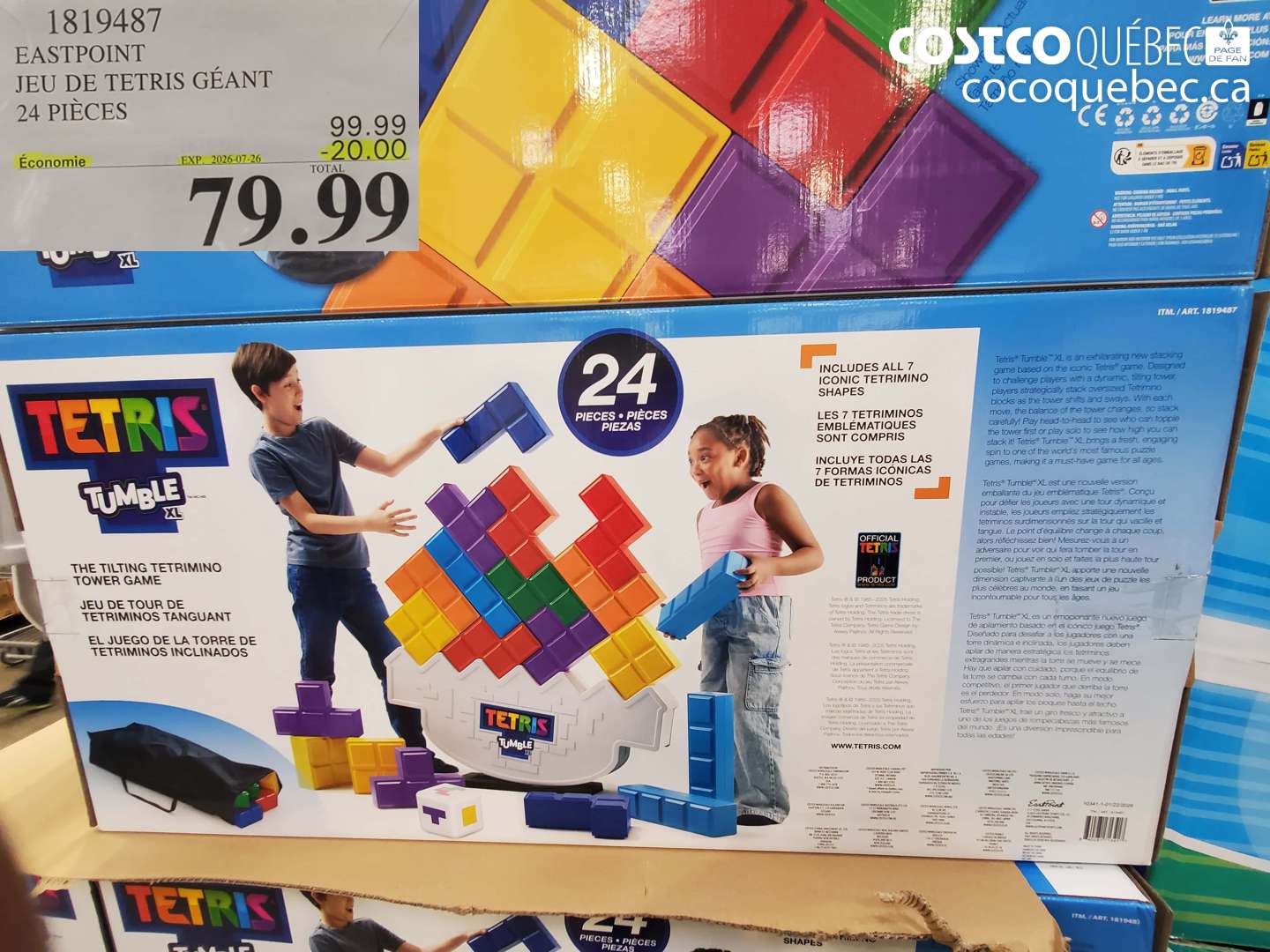 1819487 EASTPOINT JEU DE TETRIS GÉANT 24 PIÈCES ($20.00 INSTANT SAVINGS EXPIRES ON 2026-07-26) $79.99