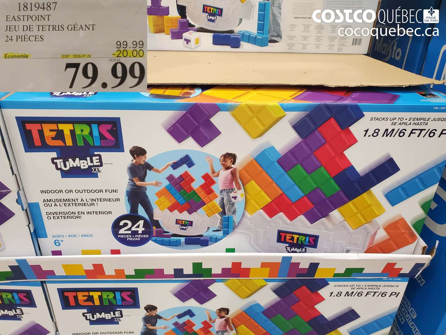 1819487 EASTPOINT JEU DE TETRIS GÉANT 24 PIÈCES ($20.00 INSTANT SAVINGS EXPIRES ON 2026-07-26) $79.99