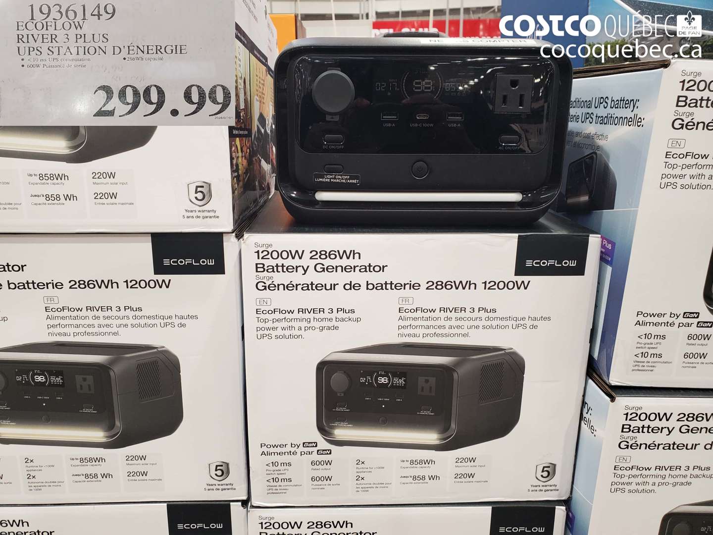 1936149 ECOFLOW RIVER 3 PLUS UPS STATION D'ÉNERGIE $299.99