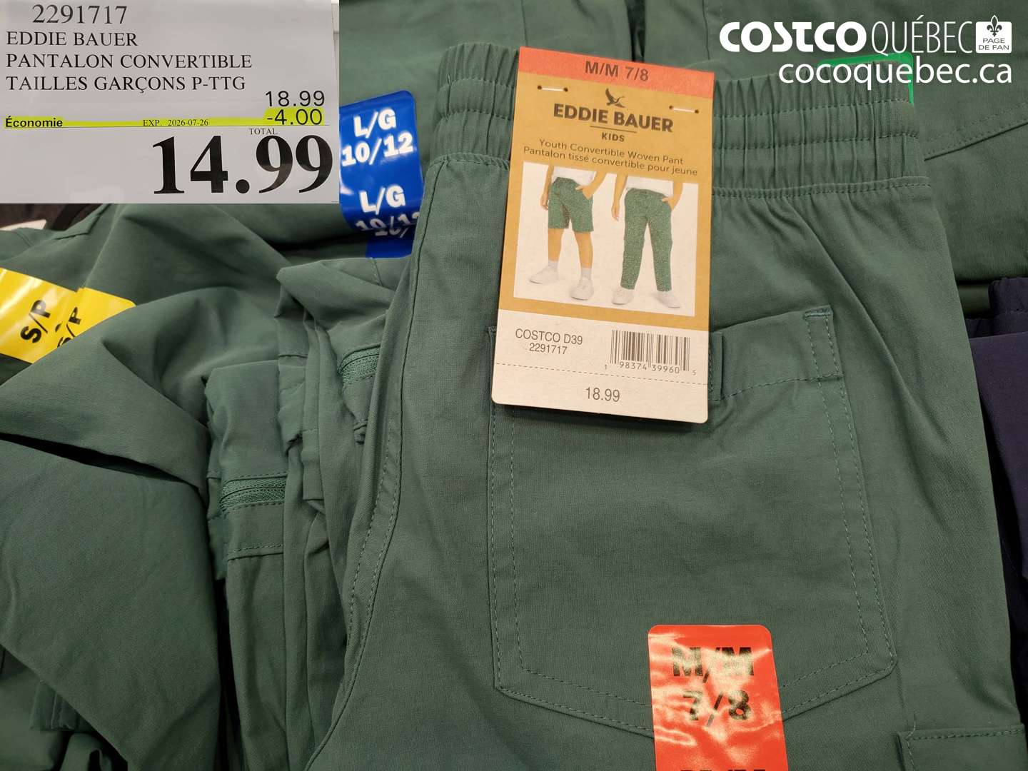 2291717 EDDIE BAUER PANTALON CONVERTIBLE TAILLES GARÇONS P-TTG ($4.00 INSTANT SAVINGS EXPIRES ON 2026-07-26) $14.99