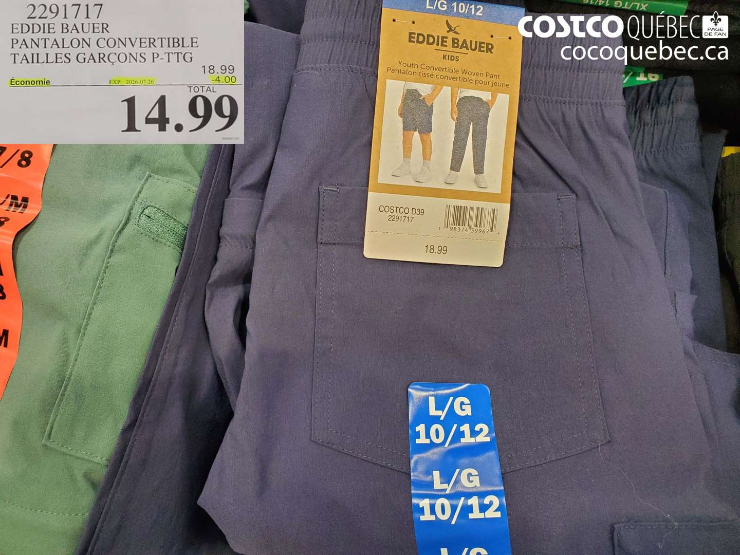 2291717 EDDIE BAUER PANTALON CONVERTIBLE TAILLES GARÇONS P-TTG ($4.00 INSTANT SAVINGS EXPIRES ON 2026-07-26) $14.99