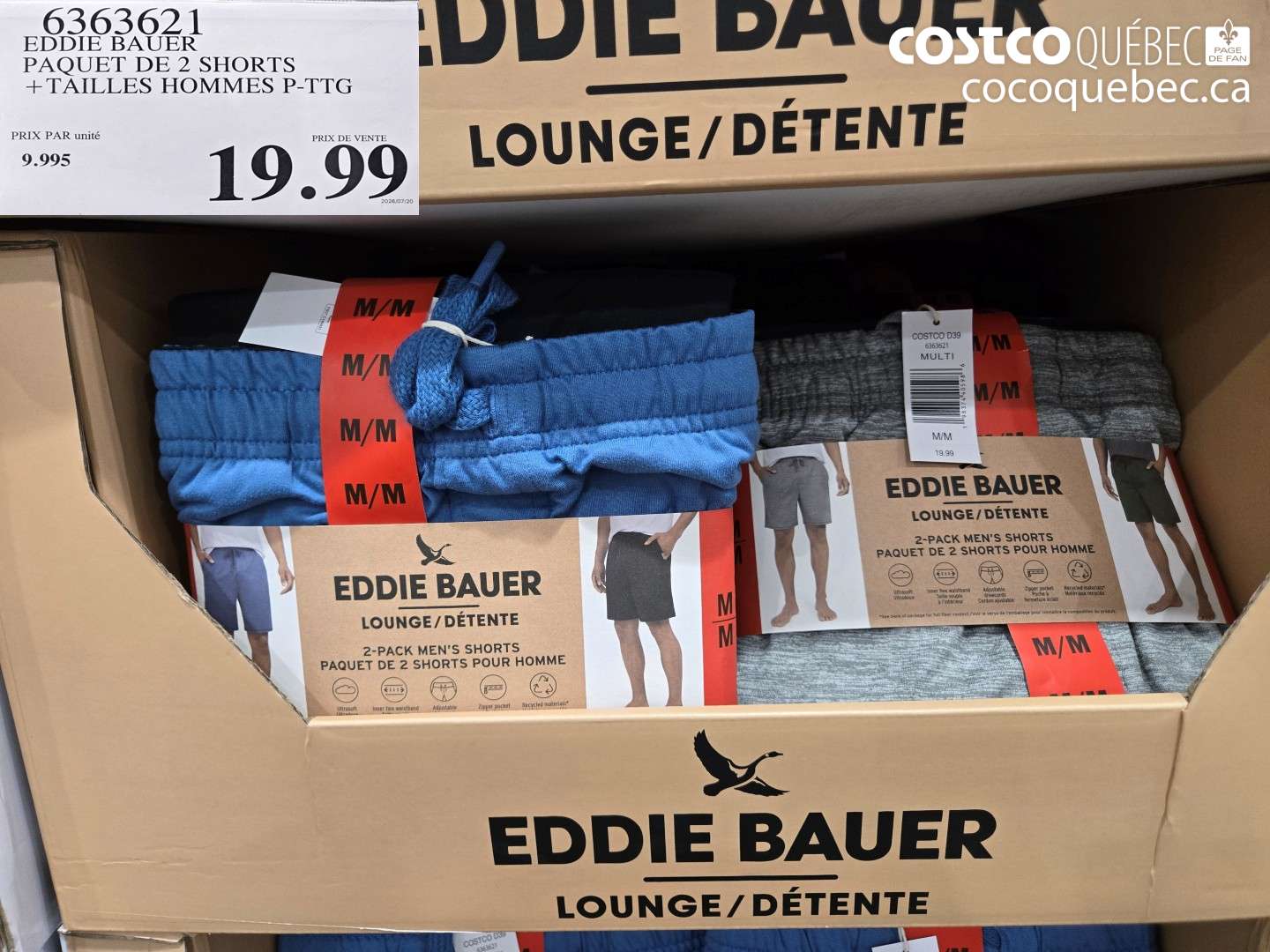 6363621 EDDIE BAUER PAQUET DE 2 SHORTS $19.99