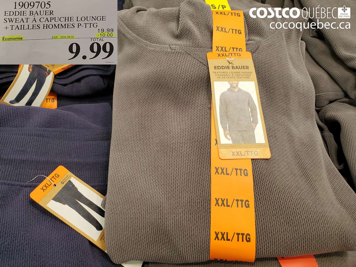 1909705 EDDIE BAUER SWEAT À CAPUCHE LOUNGE + TAILLES HOMMES P-TTG ($10.00 INSTANT SAVINGS EXPIRES ON 2026-08-02) $9.99