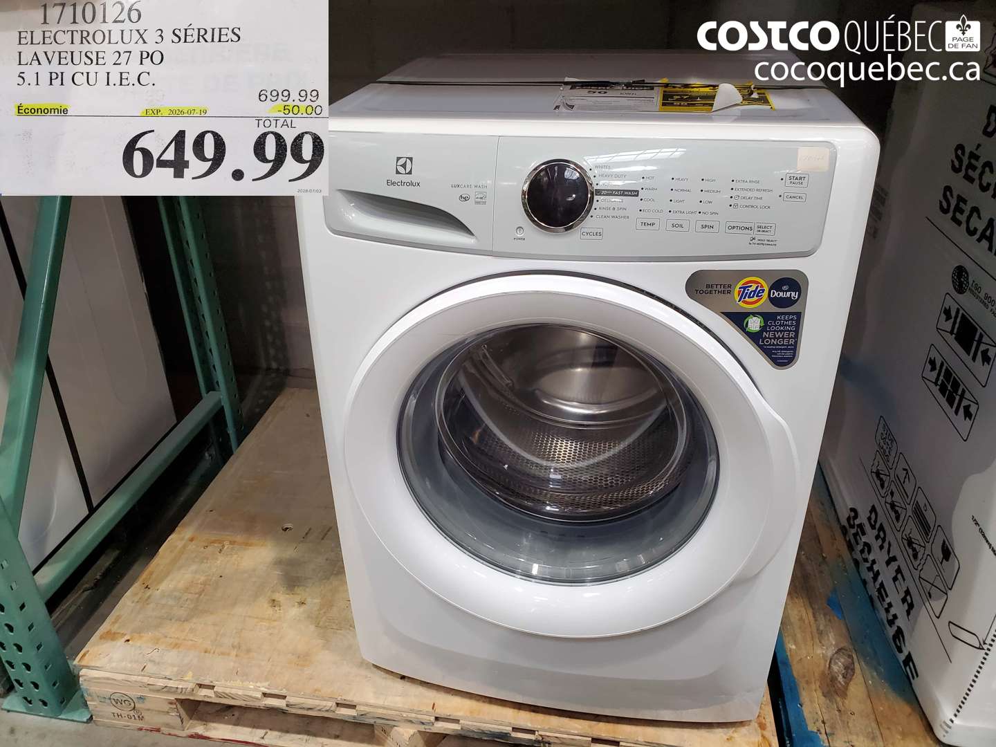 1710126 ELECTROLUX 3 SÉRIES LAVEUSE 27 PO 5.1 PI CU I.E.C. ($50.00 INSTANT SAVINGS EXPIRES ON 2026-07-19) $649.99