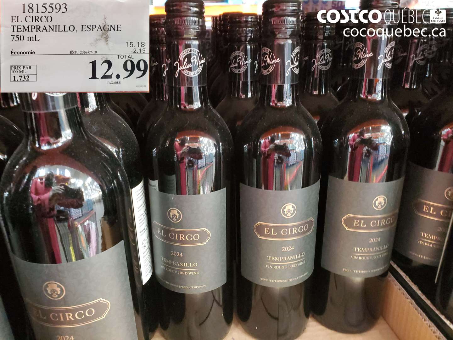 1815593 EL CIRCO TEMPRANILLO, ESPAGNE 750 ML ($2.19 INSTANT SAVINGS EXPIRES ON 2026-07-19) $12.99