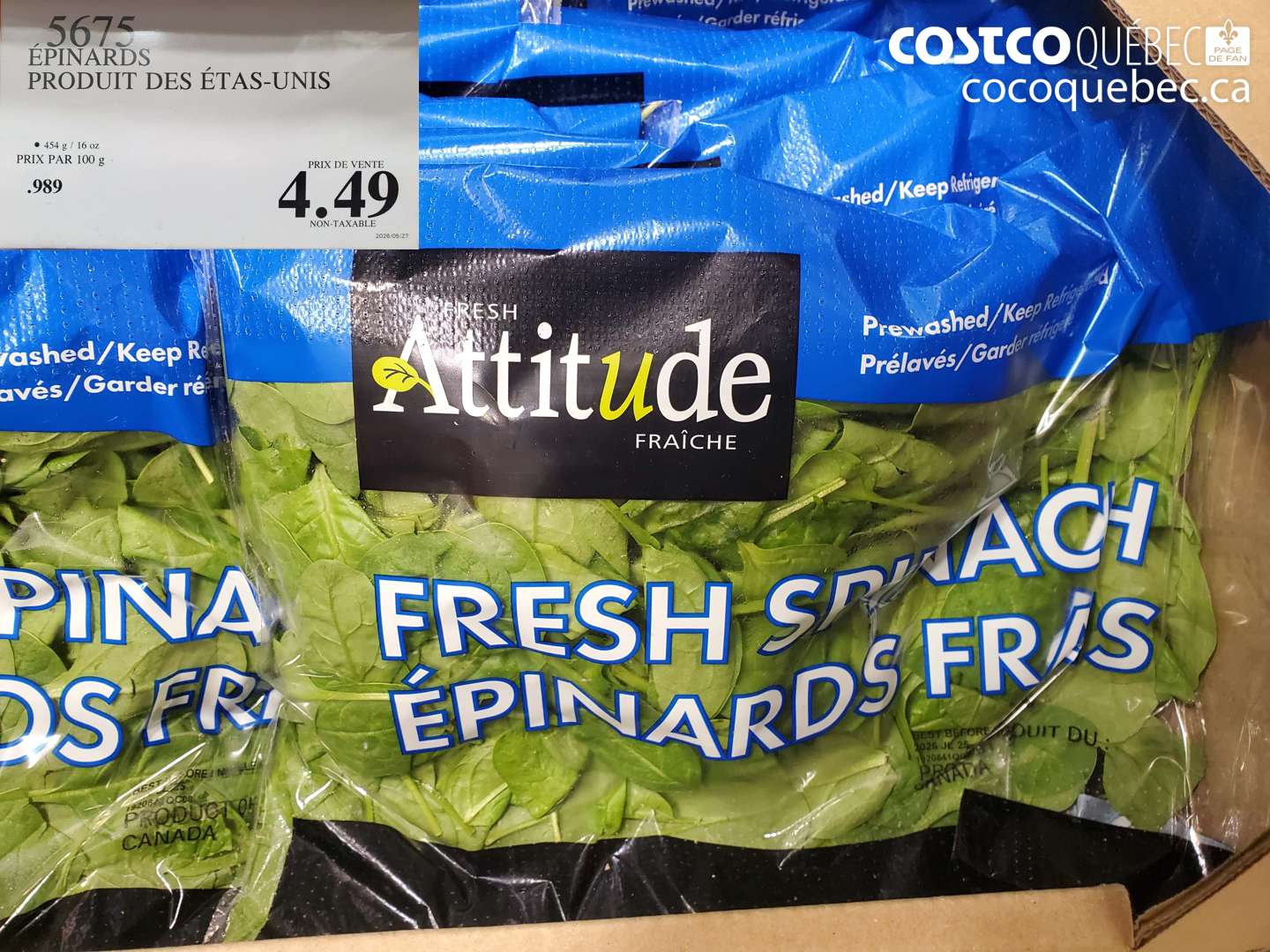 5675 ÉPINARDS PRODUIT DES ETAS-UNIS $4.49