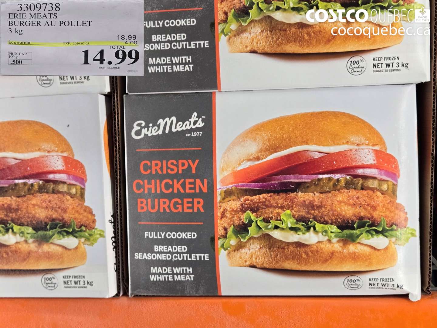 3309738 ERIE MEATS BURGER AU POULET ($4.00 INSTANT SAVINGS EXPIRES ON 2026-07-05) $14.99