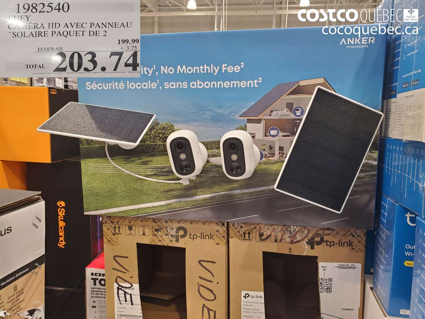 1982540 EUFY CAMÉRA HD AVEC PANNEAU SOLAIRE PAQUET DE 2 $203.74