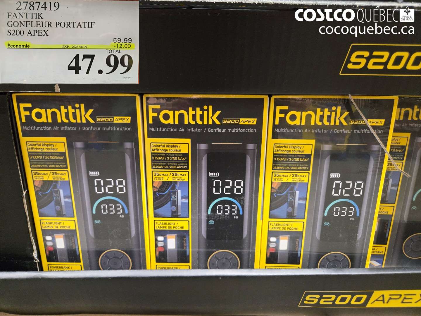 2787419 FANTTIK GONFLEUR PORTATIF S200 APEX ($12.00 INSTANT SAVINGS EXPIRES ON 2026-08-09) $47.99