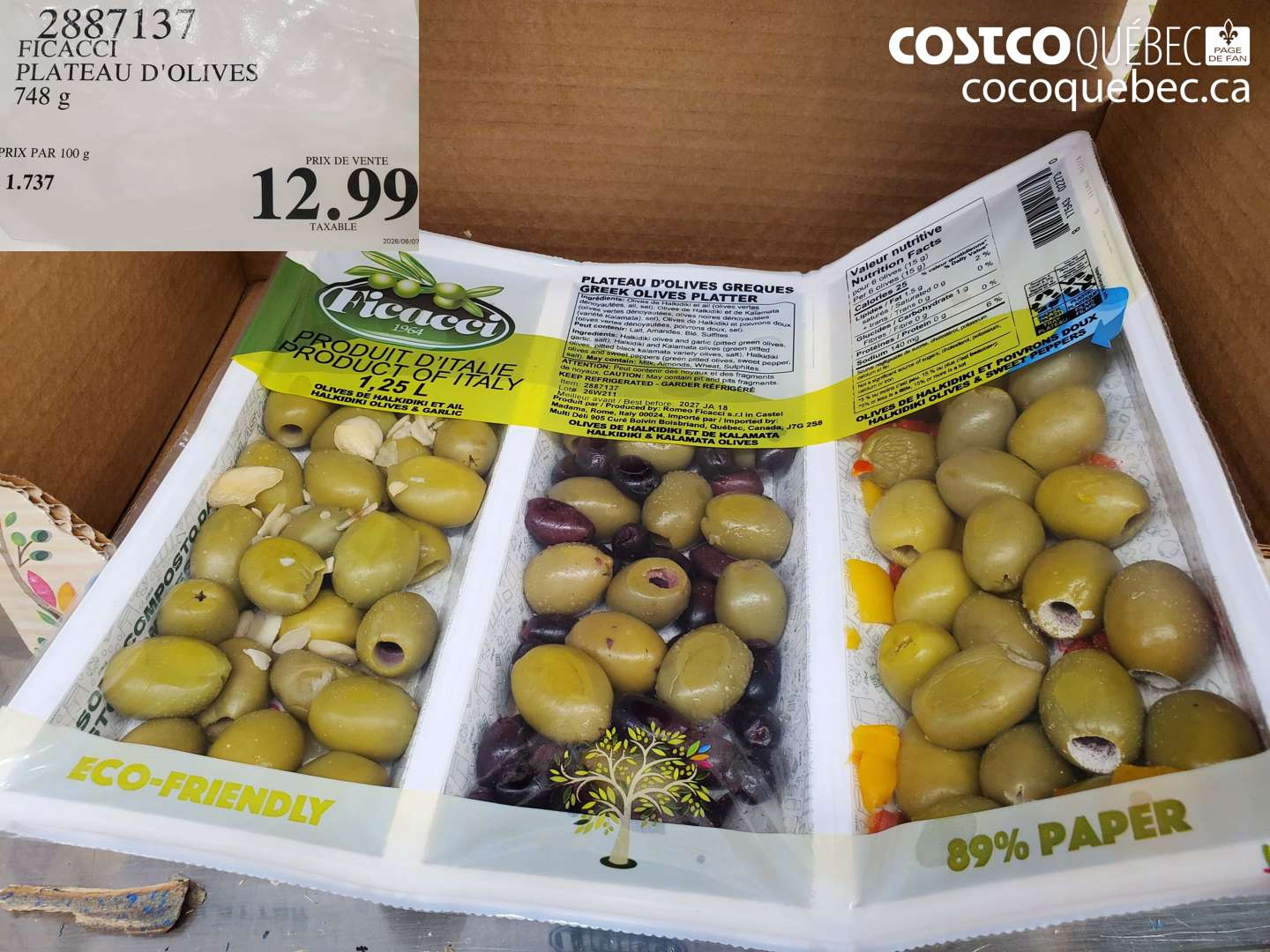 2887137 FICACCI PLATEAU D'OLIVES 748 G $12.99