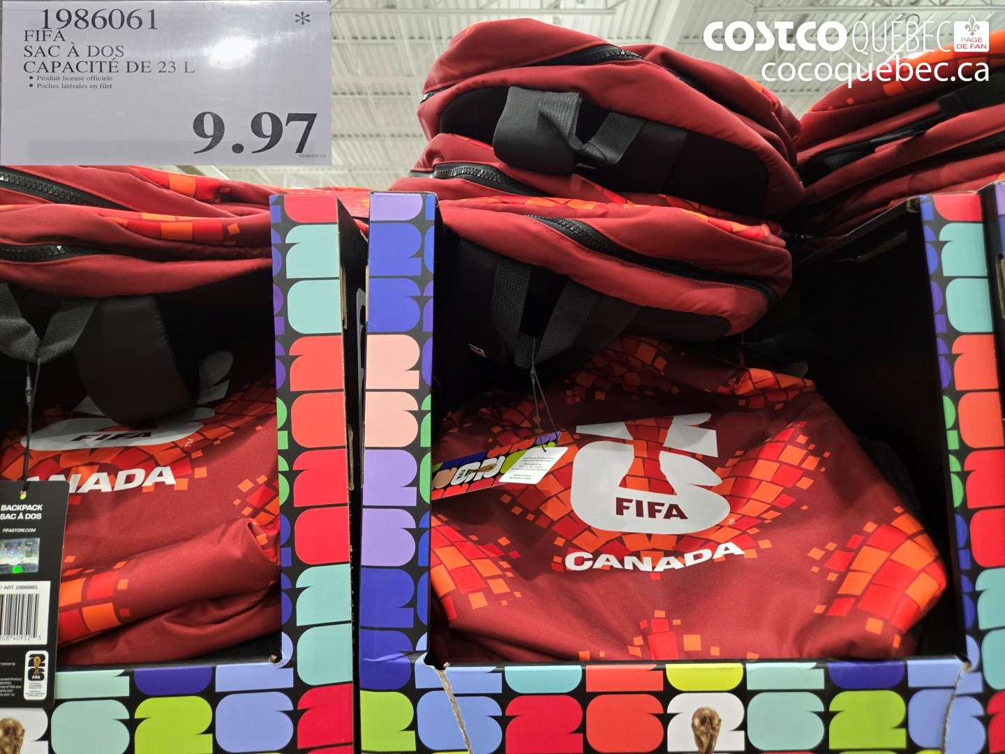 1986061 FIFA SAC À DOS CAPACITÉ DE 23 L $9.97