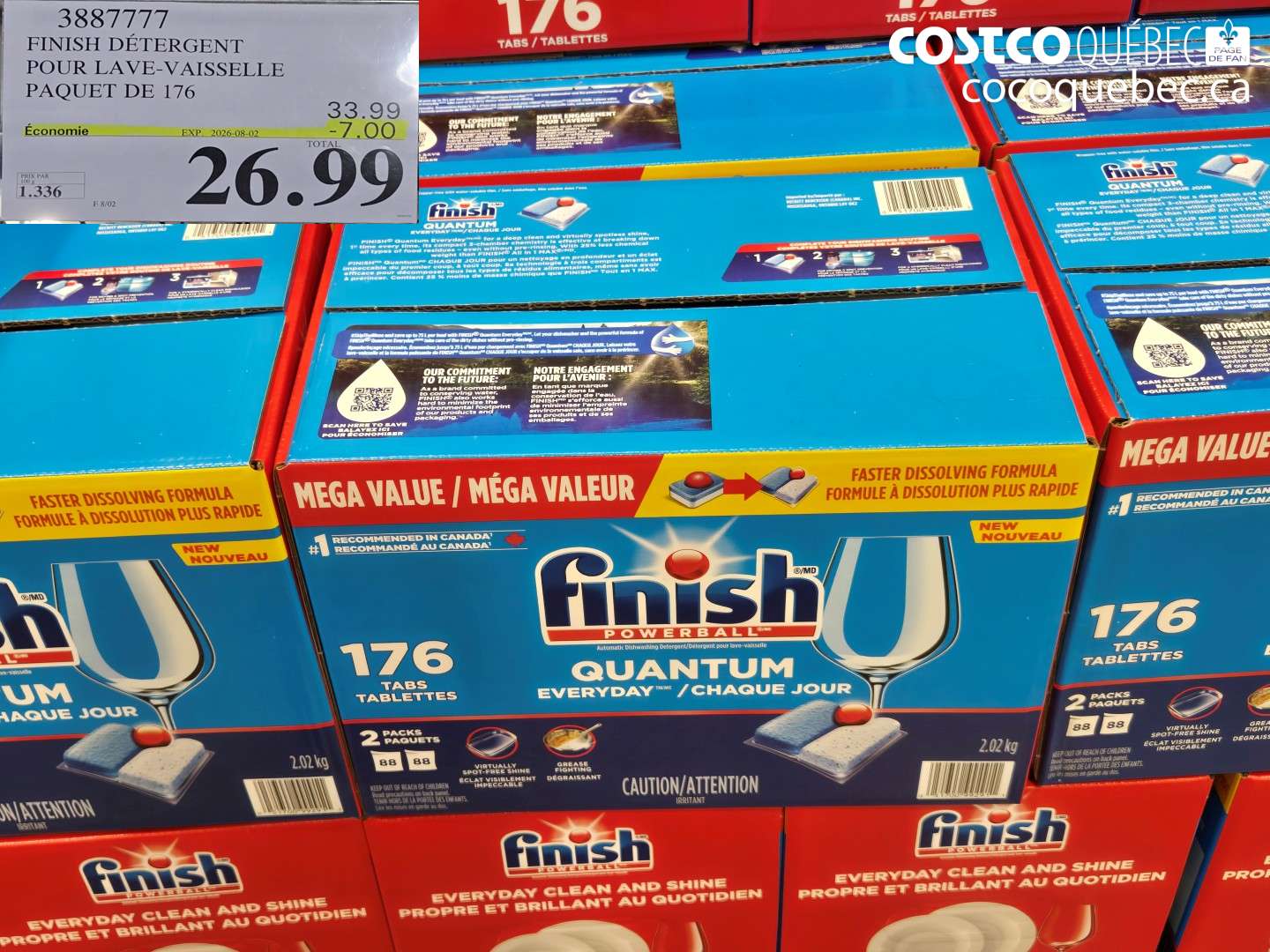 3887777 FINISH DÉTERGENT POUR LAVE-VAISSELLE PAQUET DE 176 ($7.00 INSTANT SAVINGS EXPIRES ON 2026-08-02) $26.99