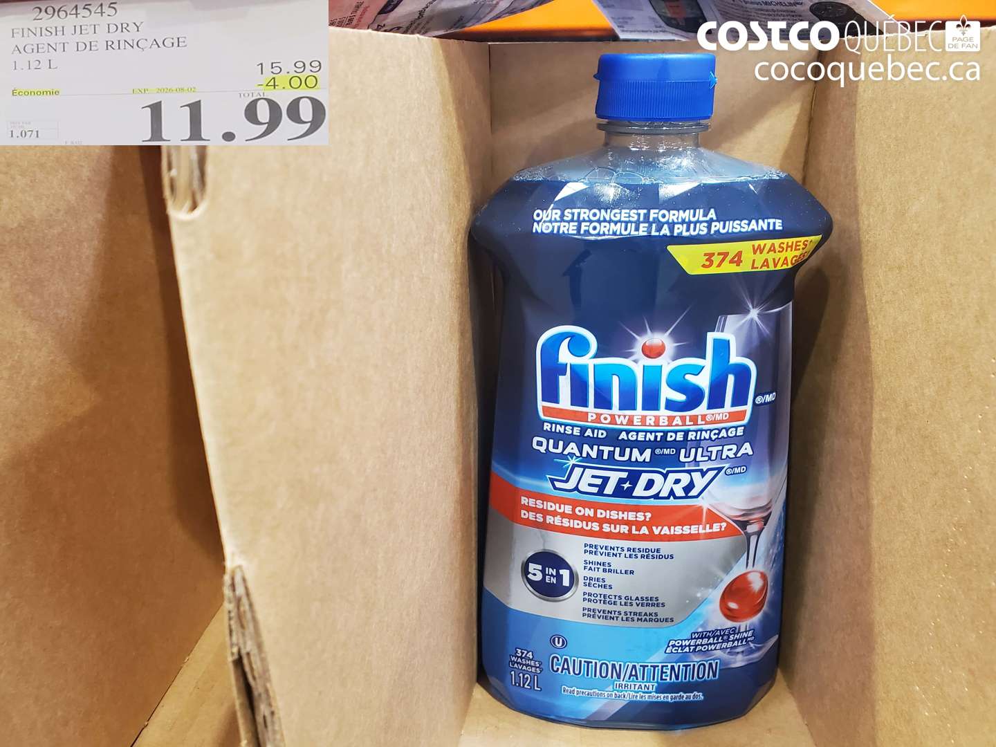 2964545 FINISH JET DRY AGENT DE RINCAGE 1.12 L ($4.00 INSTANT SAVINGS EXPIRES ON 2026-08-02) $11.99