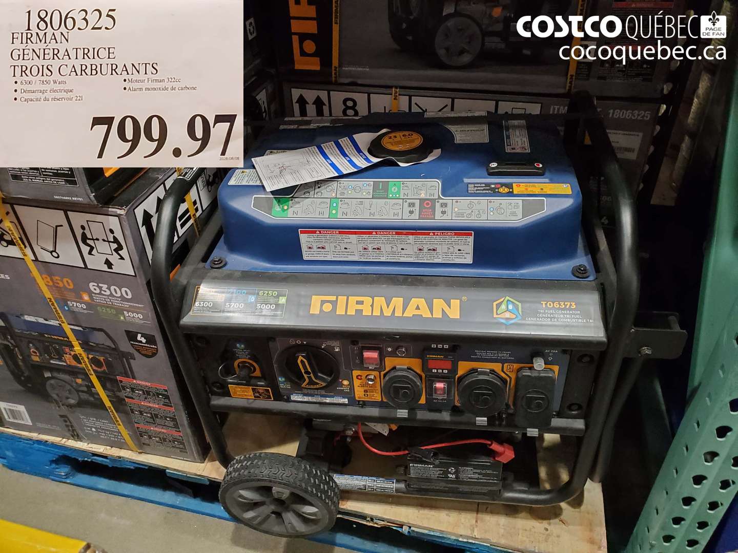 1806325 FIRMAN GÉNÉRATRICE TROIS CARBURANTS $799.97