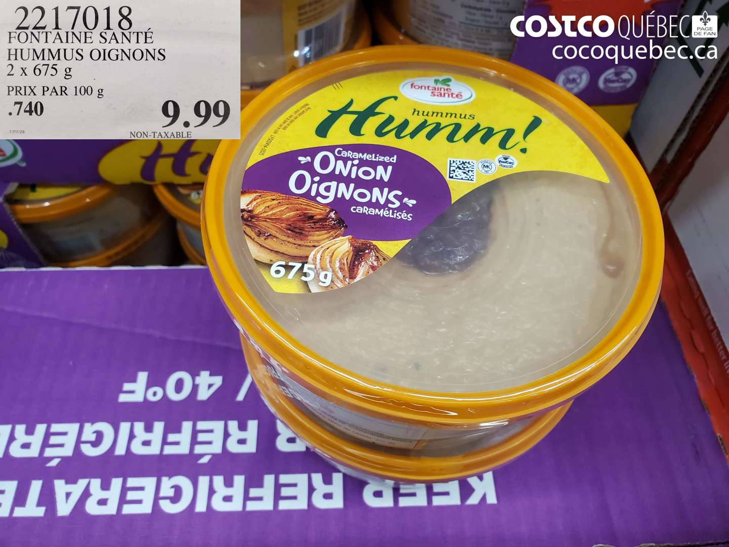 2217018 FONTAINE SANTÉ HUMMUS OIGNONS 2 X 675 G $9.99