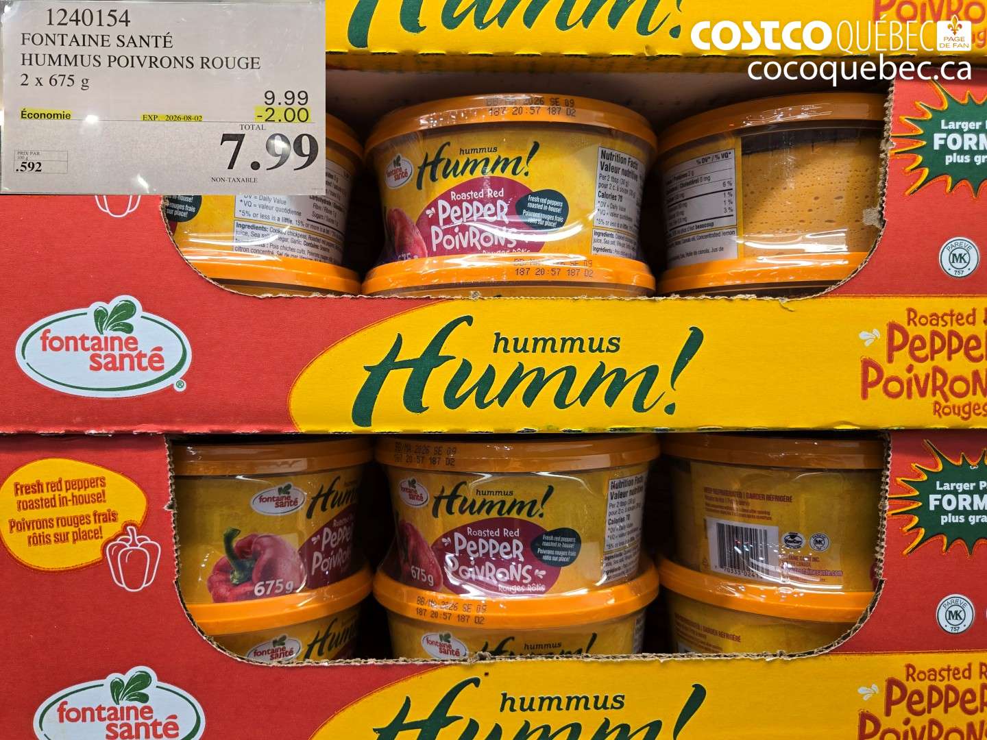 1240154 FONTAINE SANTÉ HUMMUS POIVRONS ROUGE ($2.00 INSTANT SAVINGS EXPIRES ON 2026-08-02) $7.99