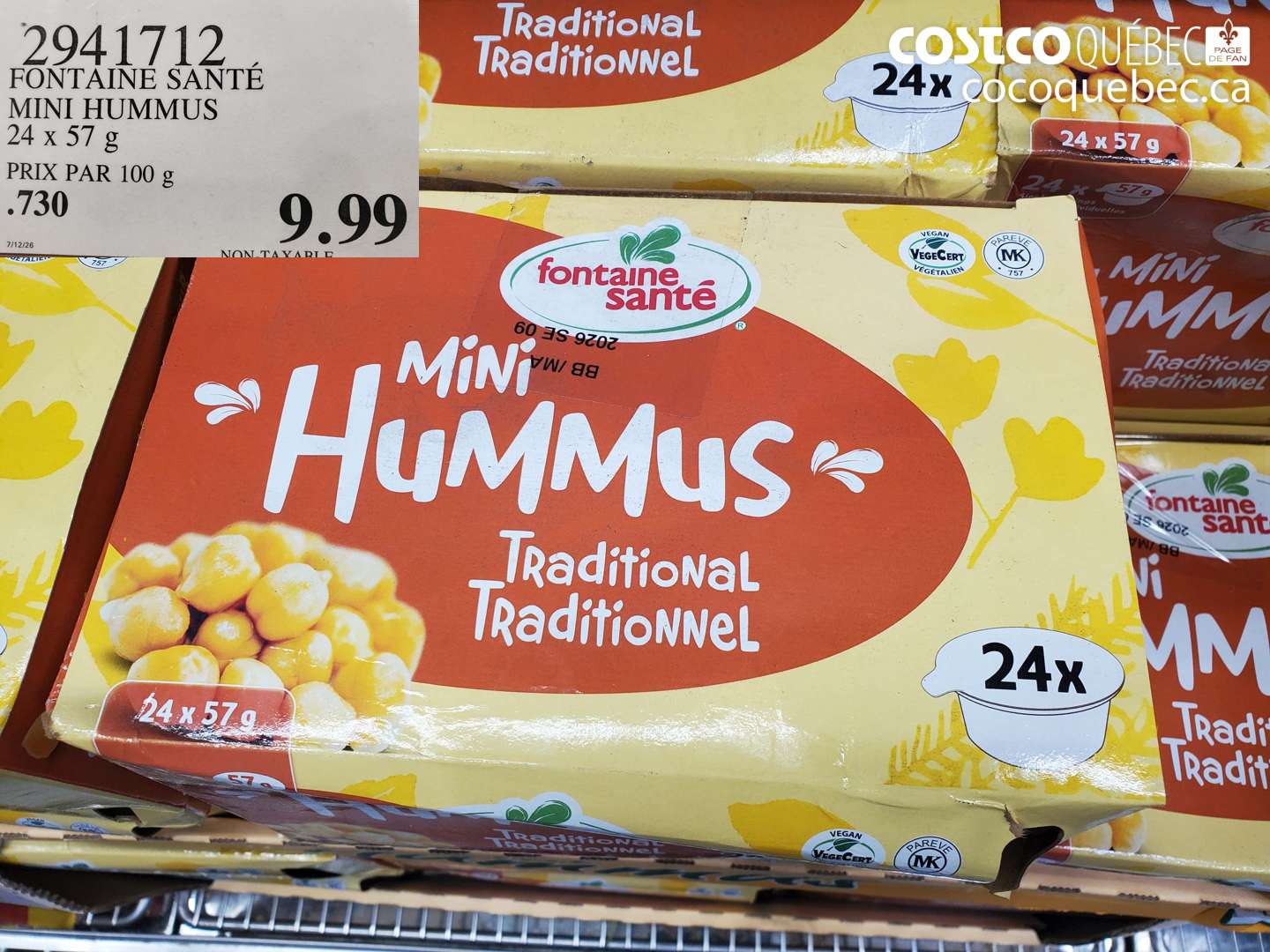 2941712 FONTAINE SANTÉ MINI HUMMUS 24 X 57 G $9.99