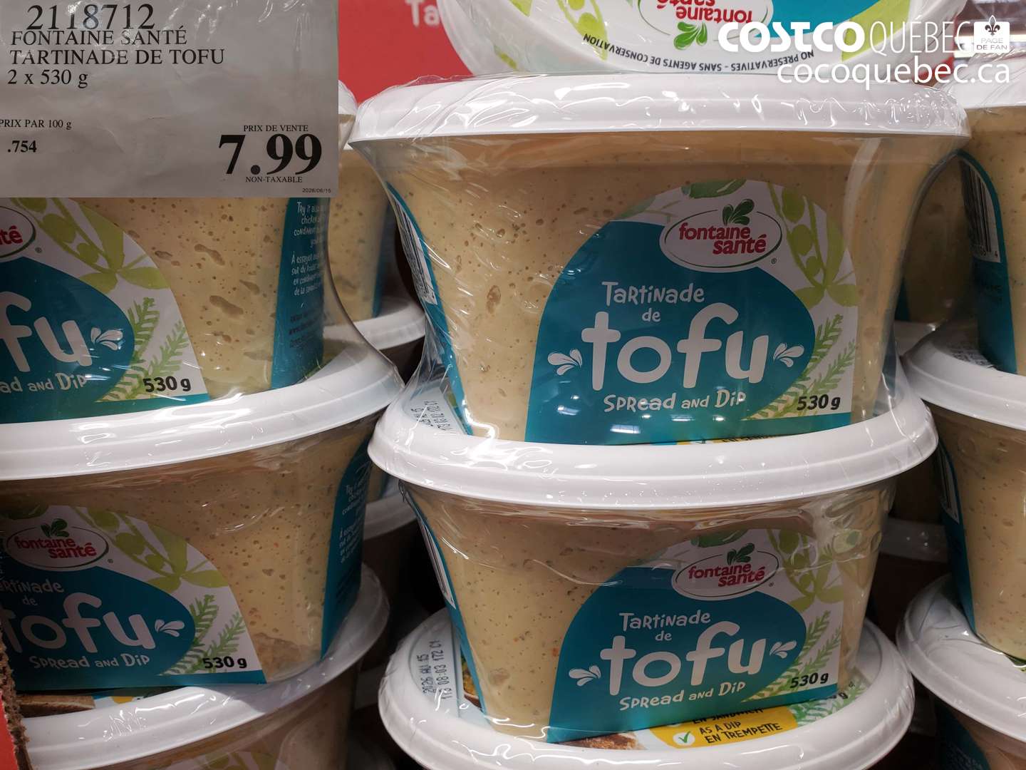 2118712 FONTAINE SANTÉ TARTINADE DE TOFU 2 X 530 G $7.99