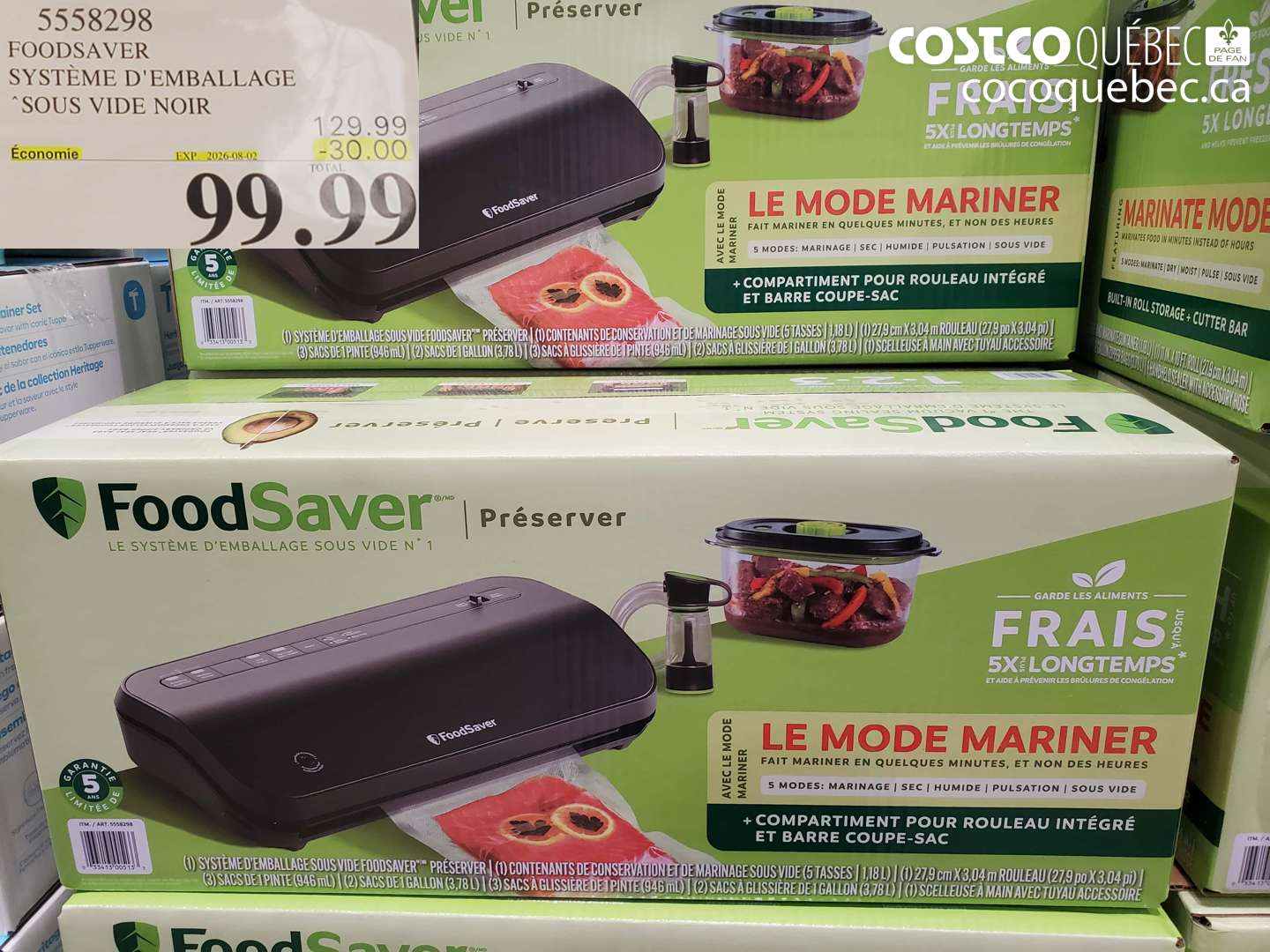 5558298 FOODSAVER SYSTÈME D'EMBALLAGE SOUS VIDE NOIR ($30.00 INSTANT SAVINGS EXPIRES ON 2026-08-02) $99.99