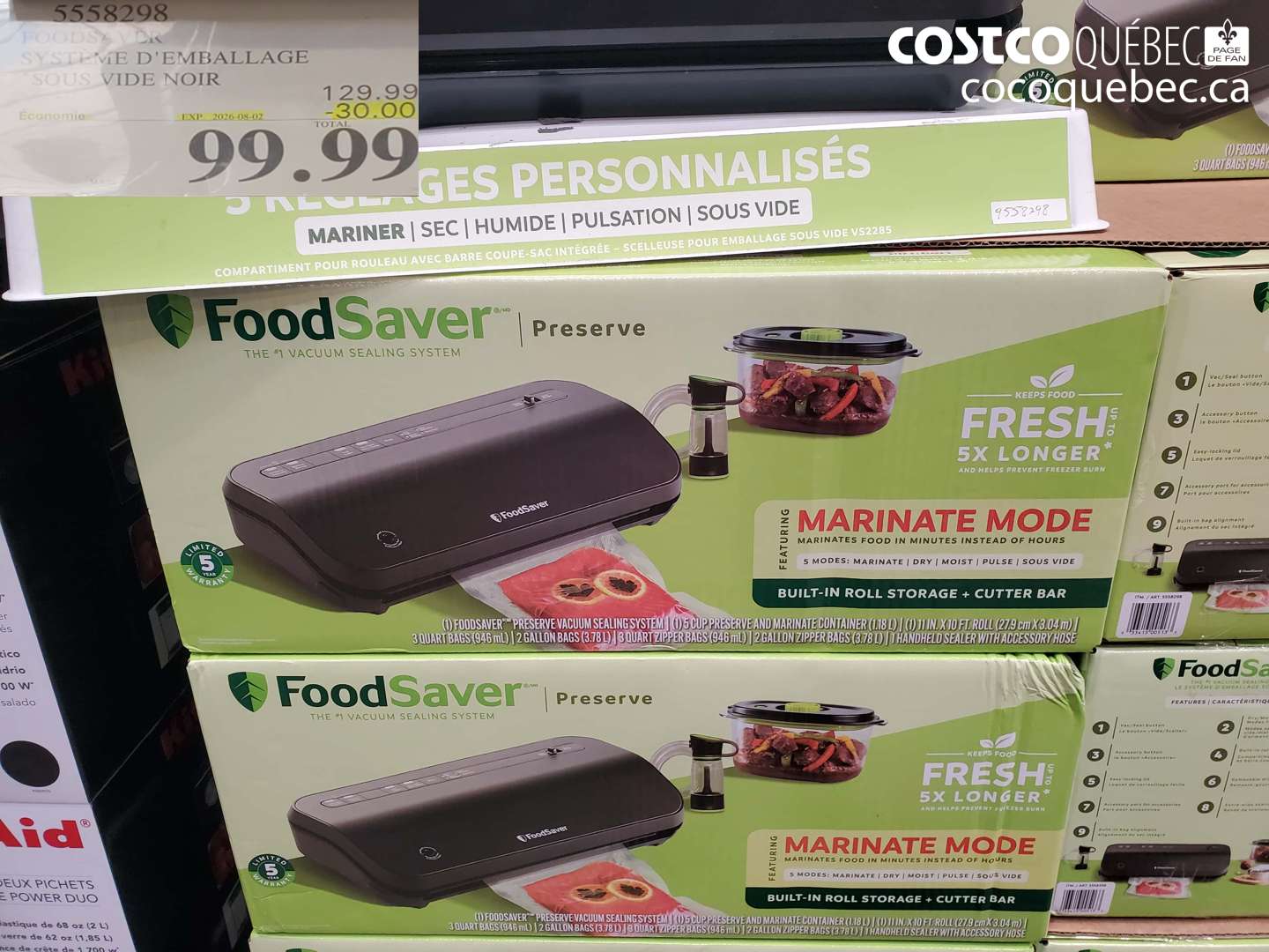 5558298 FOODSAVER SYSTÈME D'EMBALLAGE SOUS VIDE NOIR ($30.00 INSTANT SAVINGS EXPIRES ON 2026-08-02) $99.99