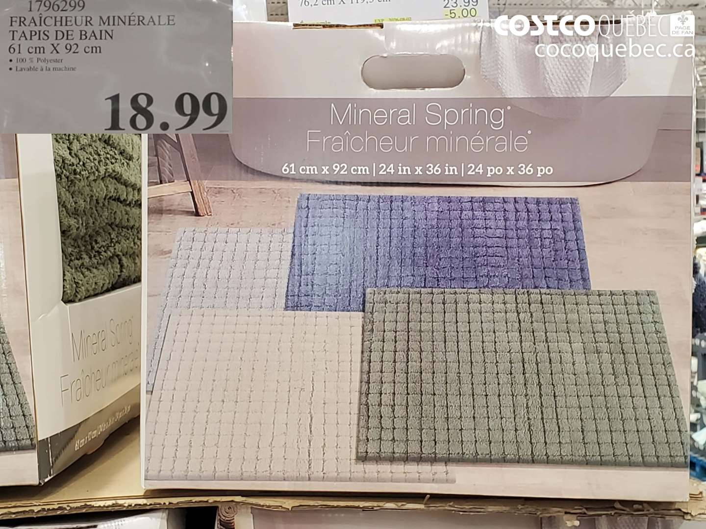 1796299 FRAÎCHEUR MINÉRALE TAPIS DE BAIN 61 CM X 92 CM $18.99