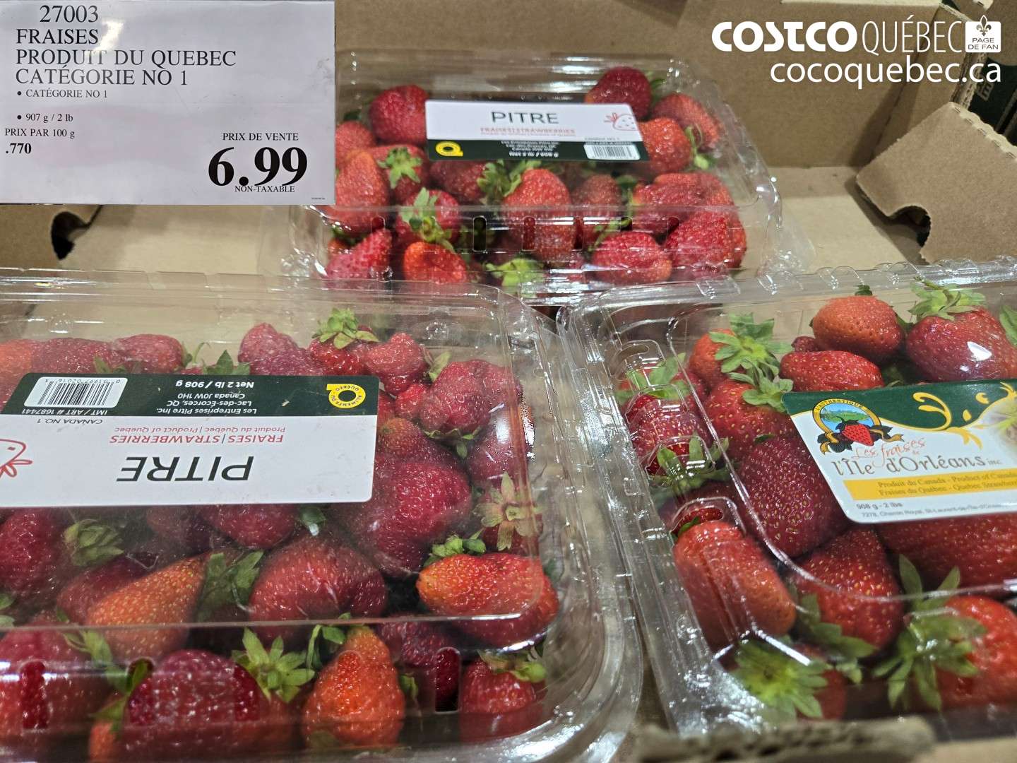 27003 FRAISES PRODUIT DU QUEBEC CATEGORIE NO 1 $6.99