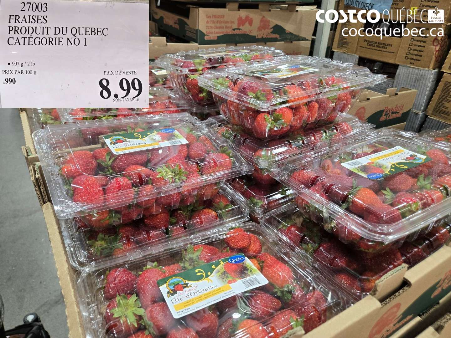 27003 FRAISES PRODUIT DU QUEBEC CATÉGORIE NO 1 $8.99