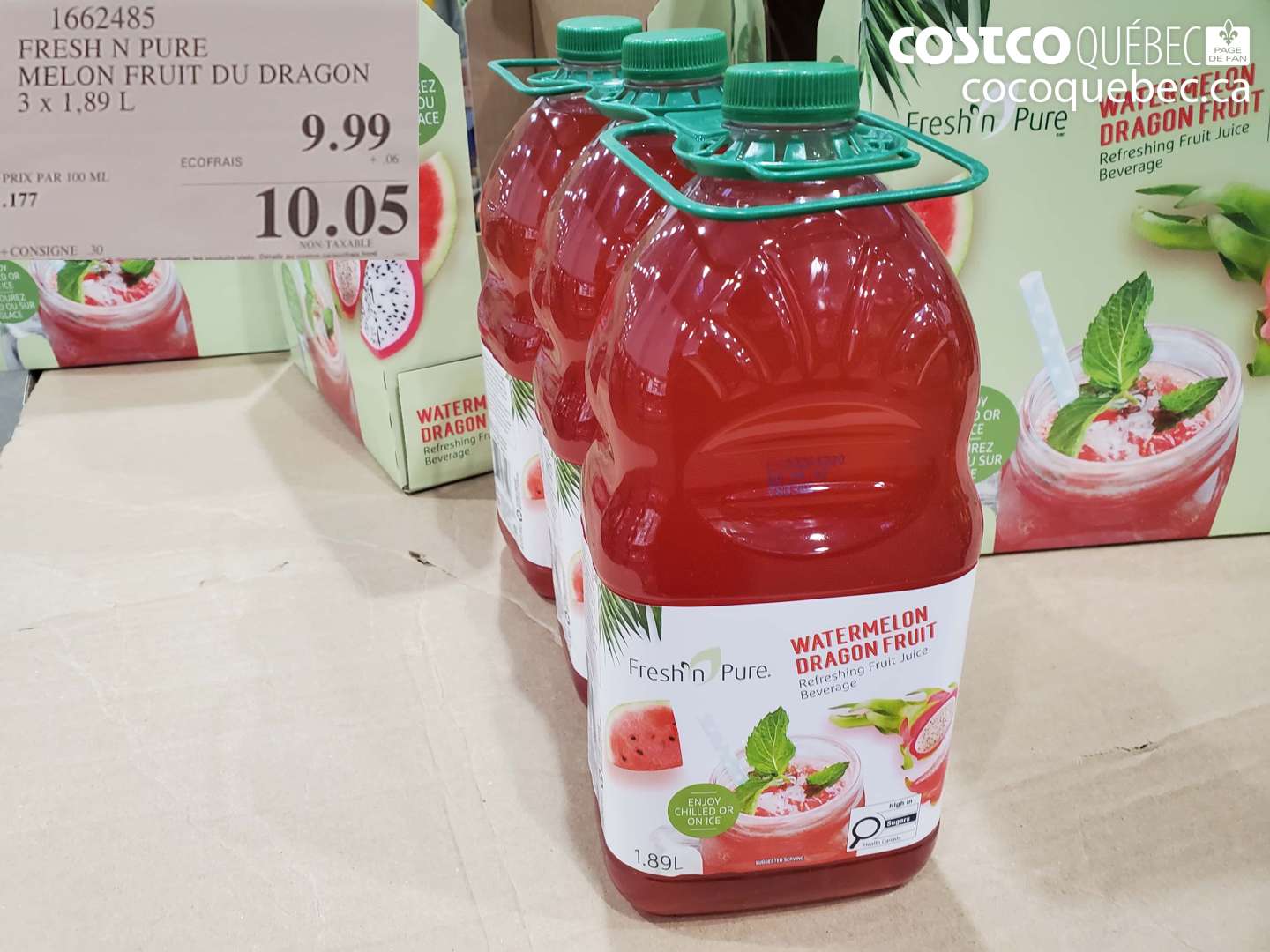 1662485 FRESH N PURE MELON FRUIT DU DRAGON 3 X 1.89 L $9.99