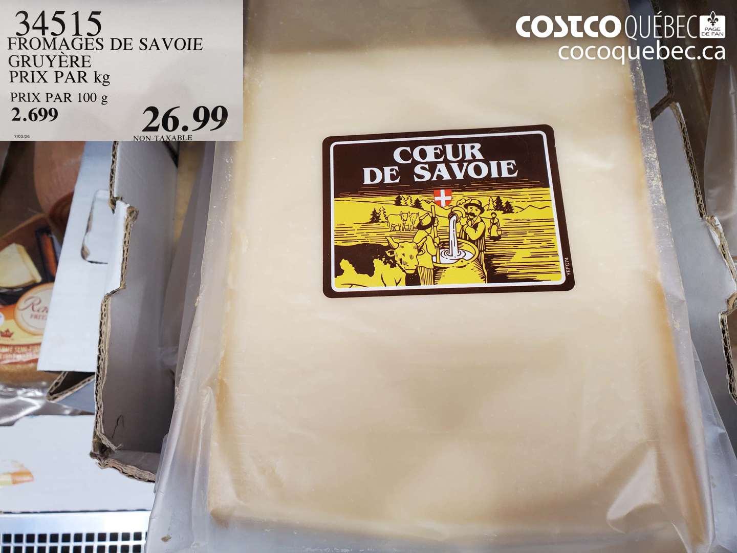 34515 FROMAGES DE SAVOIE GRUYÈRE $26.99