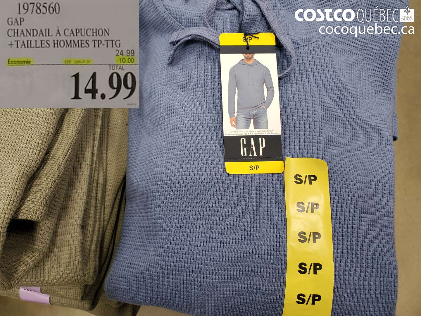 1978560 GAP CHANDAIL À CAPUCHON +TAILLES HOMMES TP-TTG ($10.00 INSTANT SAVINGS EXPIRES ON 2026-07-19) $14.99