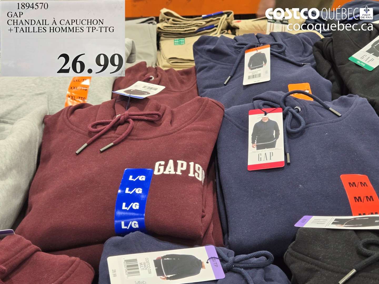 1894570 GAP CHANDAIL À CAPUCHON + TAILLES HOMMES TP-TTG $26.99