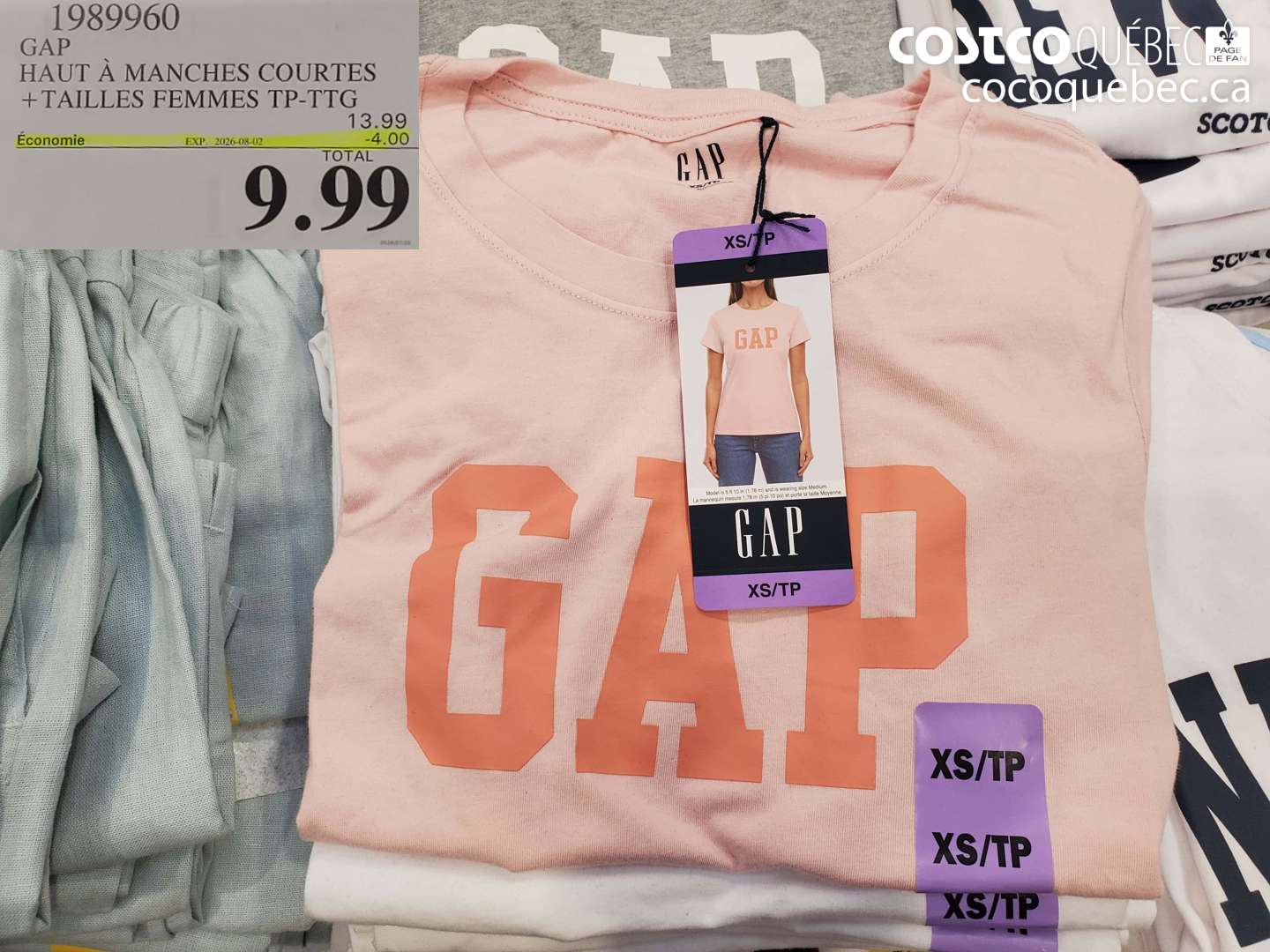 1989960 GAP HAUT À MANCHES COURTES + TAILLES FEMMES TP-TTG ($4.00 INSTANT SAVINGS EXPIRES ON 2026-08-02) $9.99