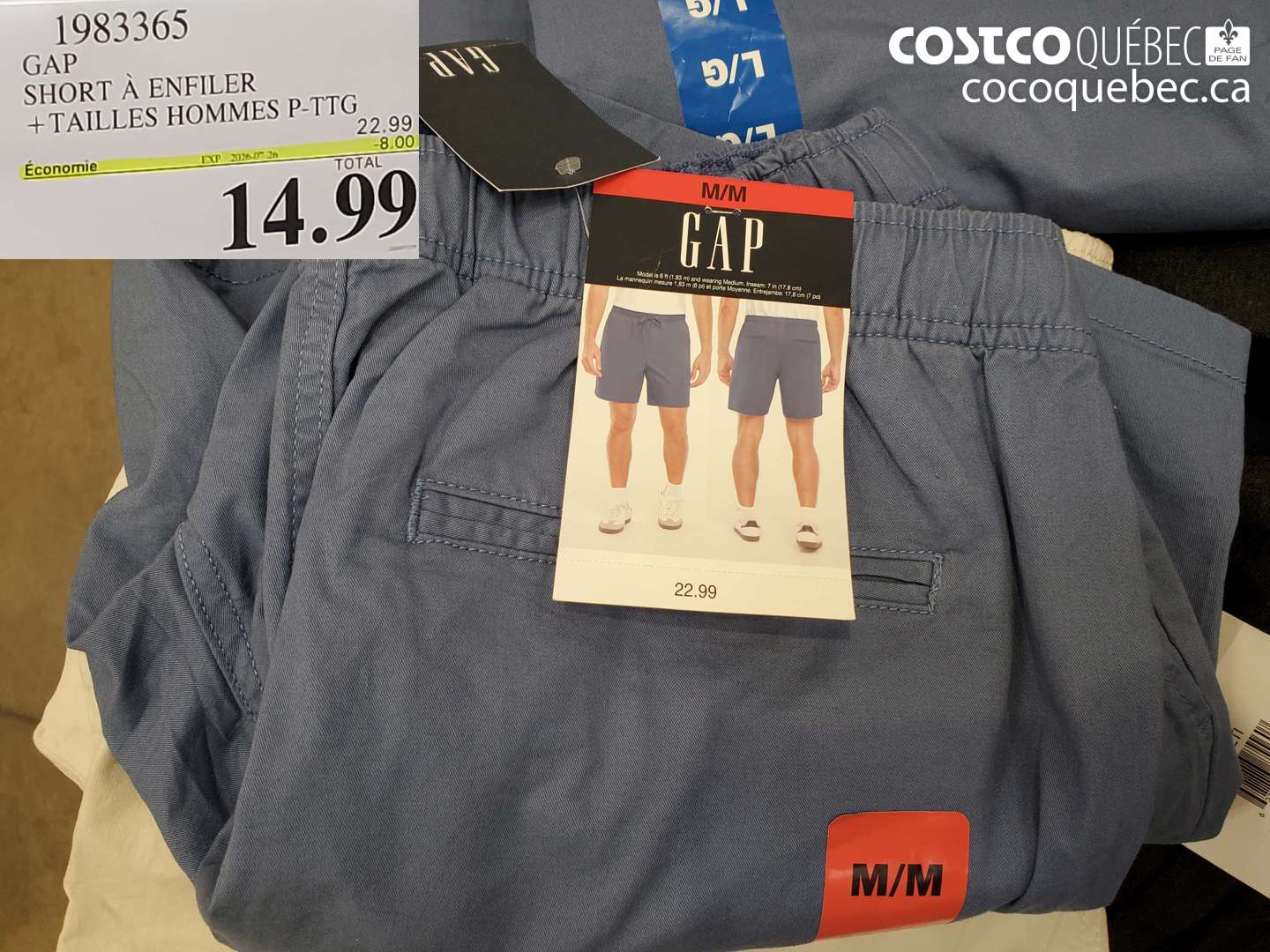 1983365 GAP SHORT À ENFILER +TAILLES HOMMES P-TTG ($8.00 INSTANT SAVINGS EXPIRES ON 2026-07-26) $14.99