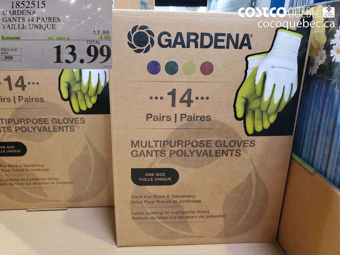 1852515 GARDENA GANTS 14 PAIRES TAILLE UNIQUE ($4.00 INSTANT SAVINGS EXPIRES ON 2026-07-26) $13.99