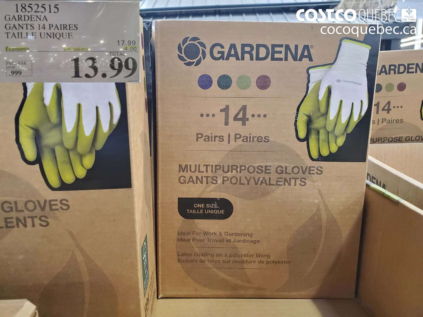 1852515 GARDENA GANTS 14 PAIRES TAILLE UNIQUE ($4.00 INSTANT SAVINGS EXPIRES ON 2026-07-26) $13.99