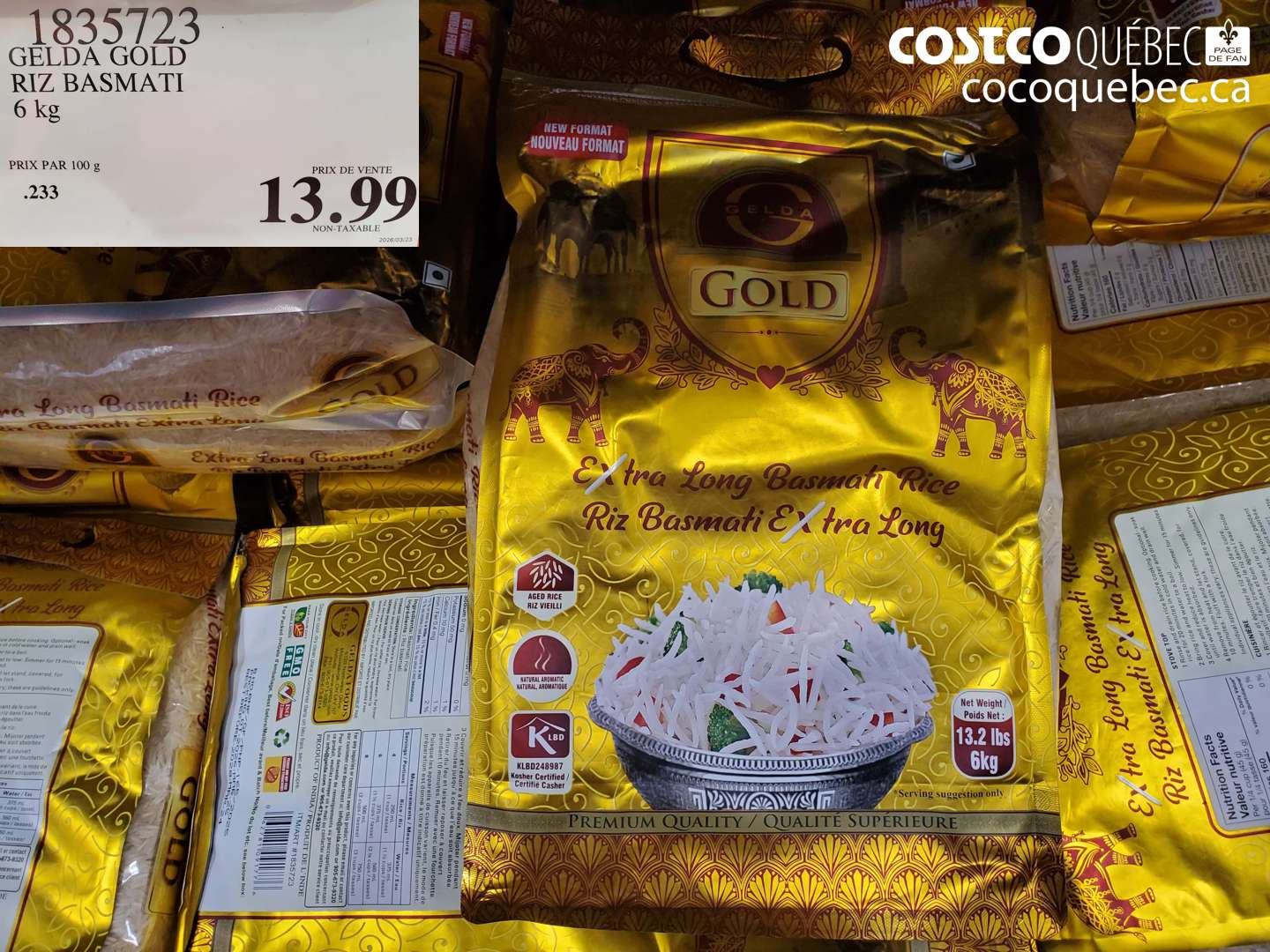 1835723 GELDA GOLD RIZ BASMATI 6 KG $13.99