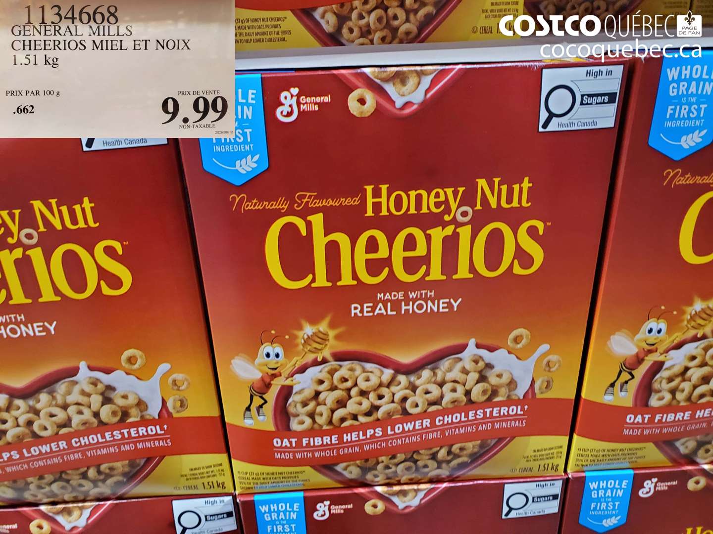 1134668 GENERAL MILLS CHEERIOS MIEL ET NOIX 1.51 KG $9.99