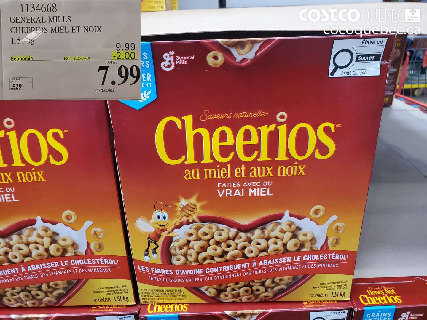 1134668 GENERAL MILLS CHEERIOS MIEL ET NOIX 1.51 KG ($2.00 INSTANT SAVINGS EXPIRES ON 2026-07-19) $7.99