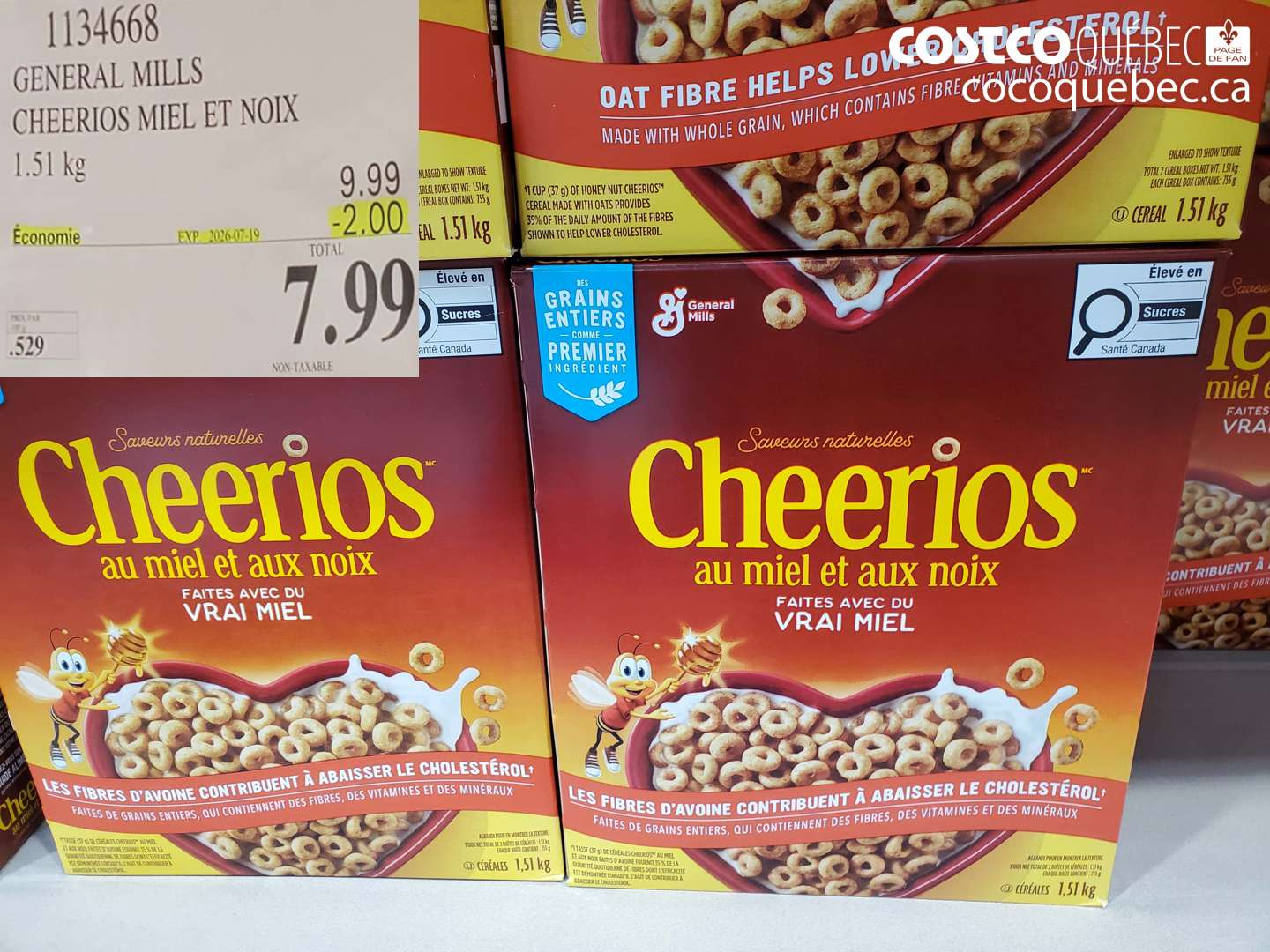 1134668 GENERAL MILLS CHEERIOS MIEL ET NOIX 1.51 KG ($2.00 INSTANT SAVINGS EXPIRES ON 2026-07-19) $7.99